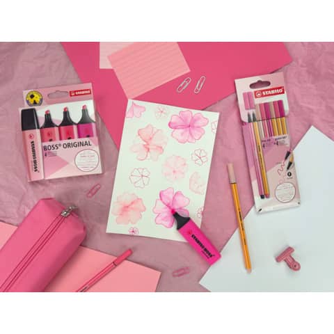Evidenziatori Stabilo Boss® Original 2-5 mm Shades of Pink - 4 tonalità di rosa D70/4-6-1